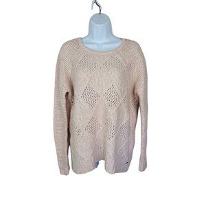 American Eagle Cable Knit sweater fair isle  Blush pink Medium open knit
